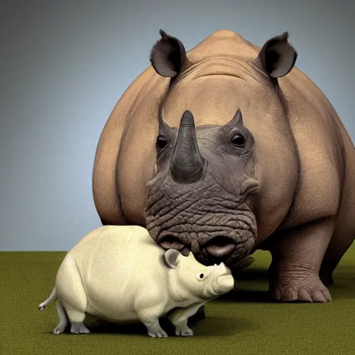 Image similar to a film still of a hamster and rhino hybrid realistic, detailed