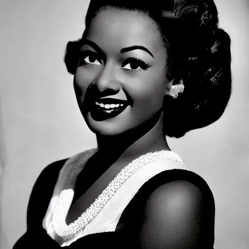 Image similar to black and white photo of a beautiful and elegant 1 9 5 0 s black actress modeling