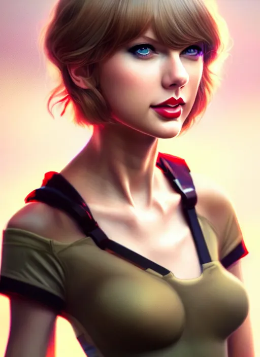 Image similar to taylor swift, evangelion, au naturel, hyper detailed, digital art, trending in artstation, cinematic lighting, studio quality, smooth render, frostbite 3 engine rendered, art style by klimt and nixeu and ian sprigger and wlop and krenz cushart