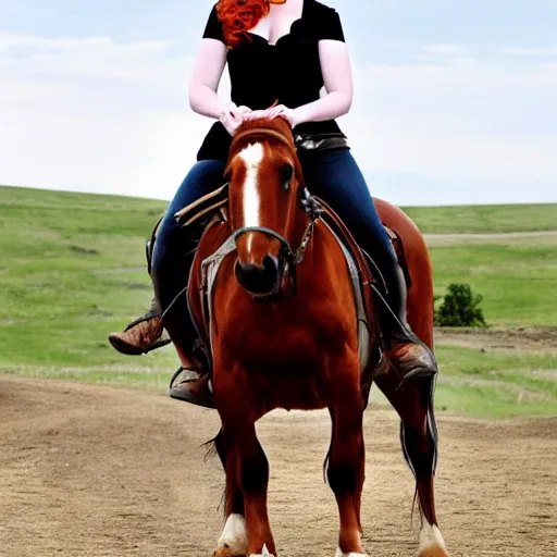 Image similar to christina hendricks riding horse,