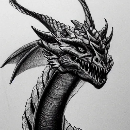 Image similar to pencil sketch of a dragon