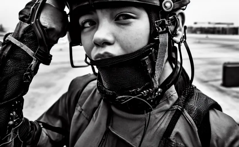 Image similar to cinestill 5 0 d candid photographic portrait by helen levitt of a mixed teen cyborg wearing rugged black mesh techwear riding on a dirtbike through an airport, extreme closeup, modern cyberpunk moody emotional cinematic, snow storm, 8 k, hd, high resolution, 3 5 mm, f / 3 2, ultra realistic faces, ex machina