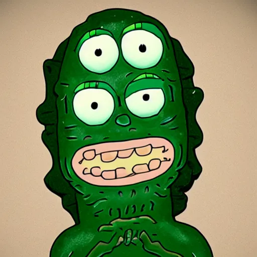 Prompt: pickle rick from rick and morty as pickle