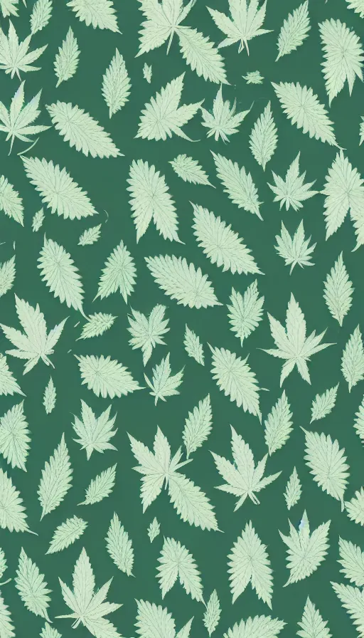 Image similar to pattern with marijuana leaves and coconuts in pastel tone