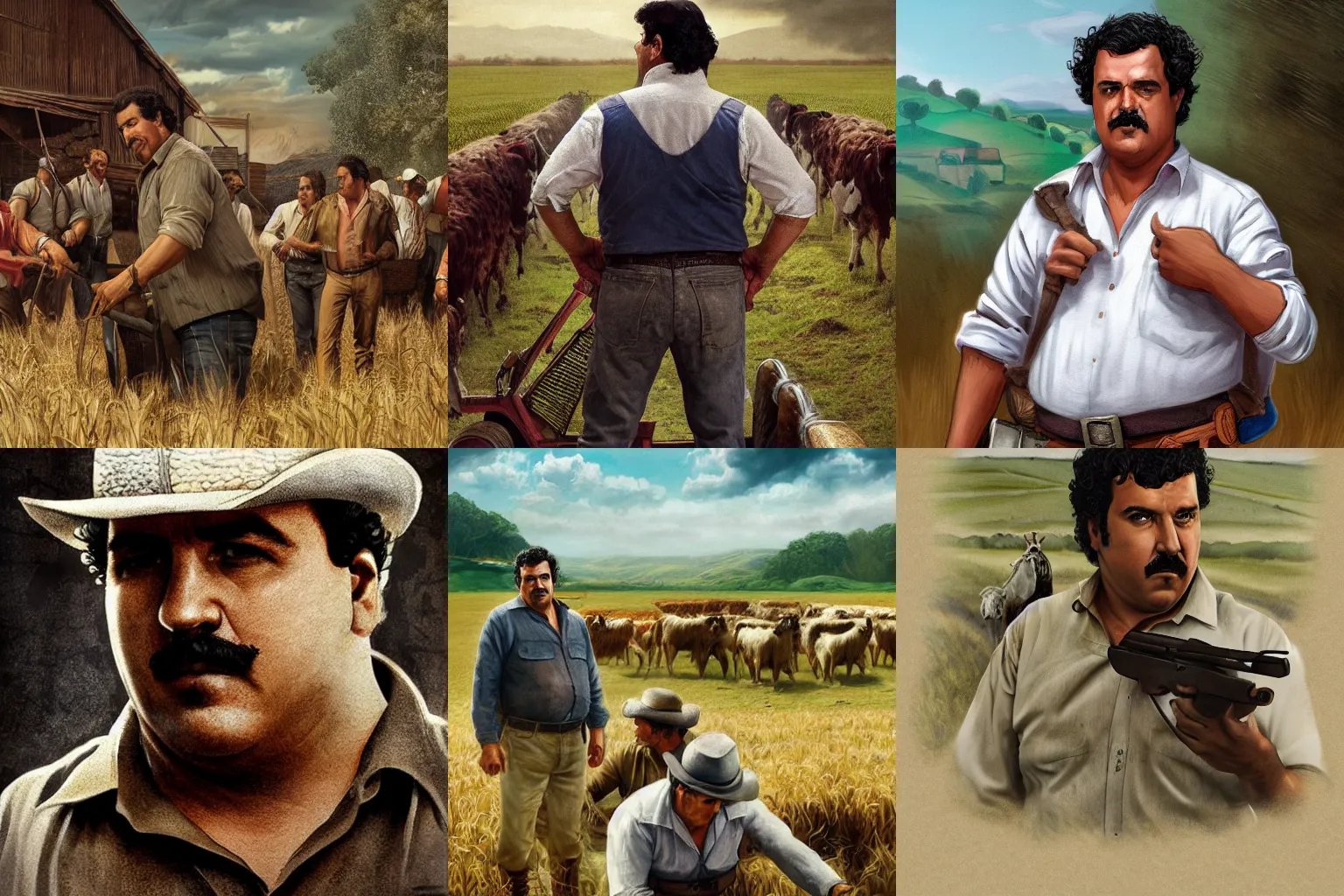 Prompt: pablo escobar as farmer leading in quarto stato by pelizza da volpedo, masterpiece 4 k digital, highly detailed, trending on artstation, award winning