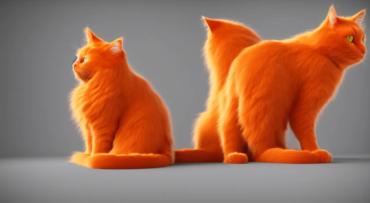 Prompt: a cat sits on a floor, ragdoll cat, orange cat, fluffy fur cat, beautiful cat, octane render