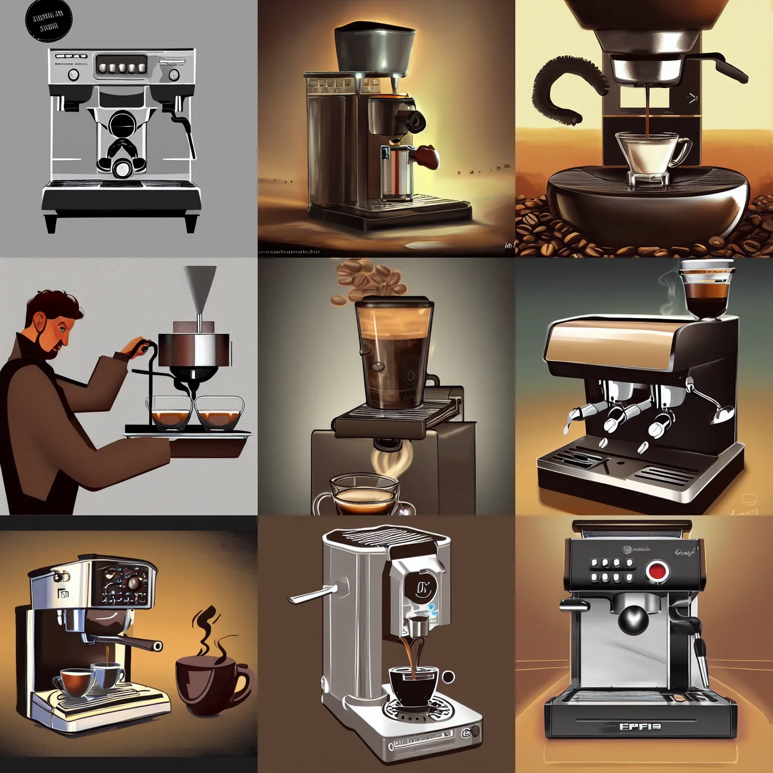 Prompt: an espresso machine that makes coffee from human souls, digital painting, artstation