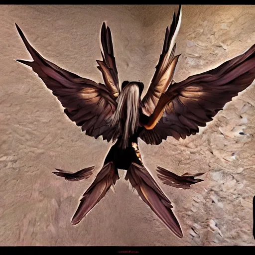 Prompt: whatever you do don't die realistic epic wings moon