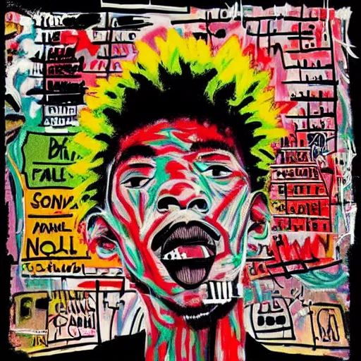 Image similar to sonny digital album cover basquiat style