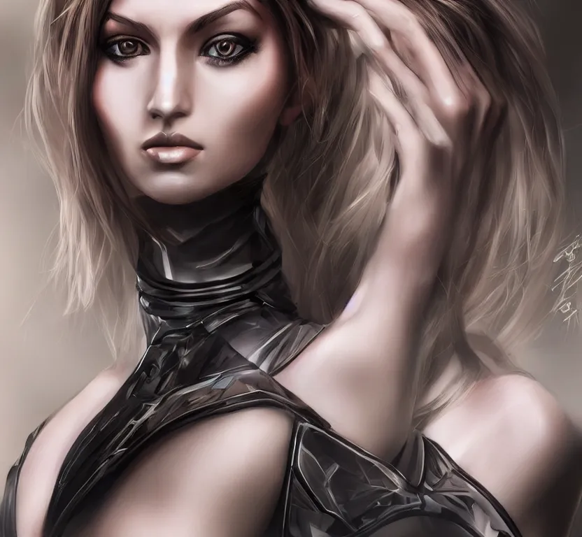 Prompt: heroine, beautiful, futuristic female, ultra detailed, digital art, 8 k, character, realistic, portrait, hyperrealistic