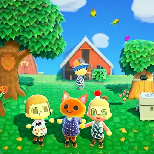 Image similar to animal crossing, cat