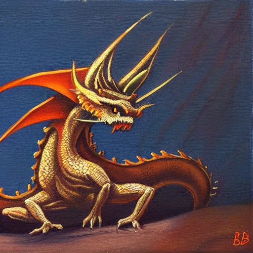 Prompt: small dragon, bruno bruni style painting