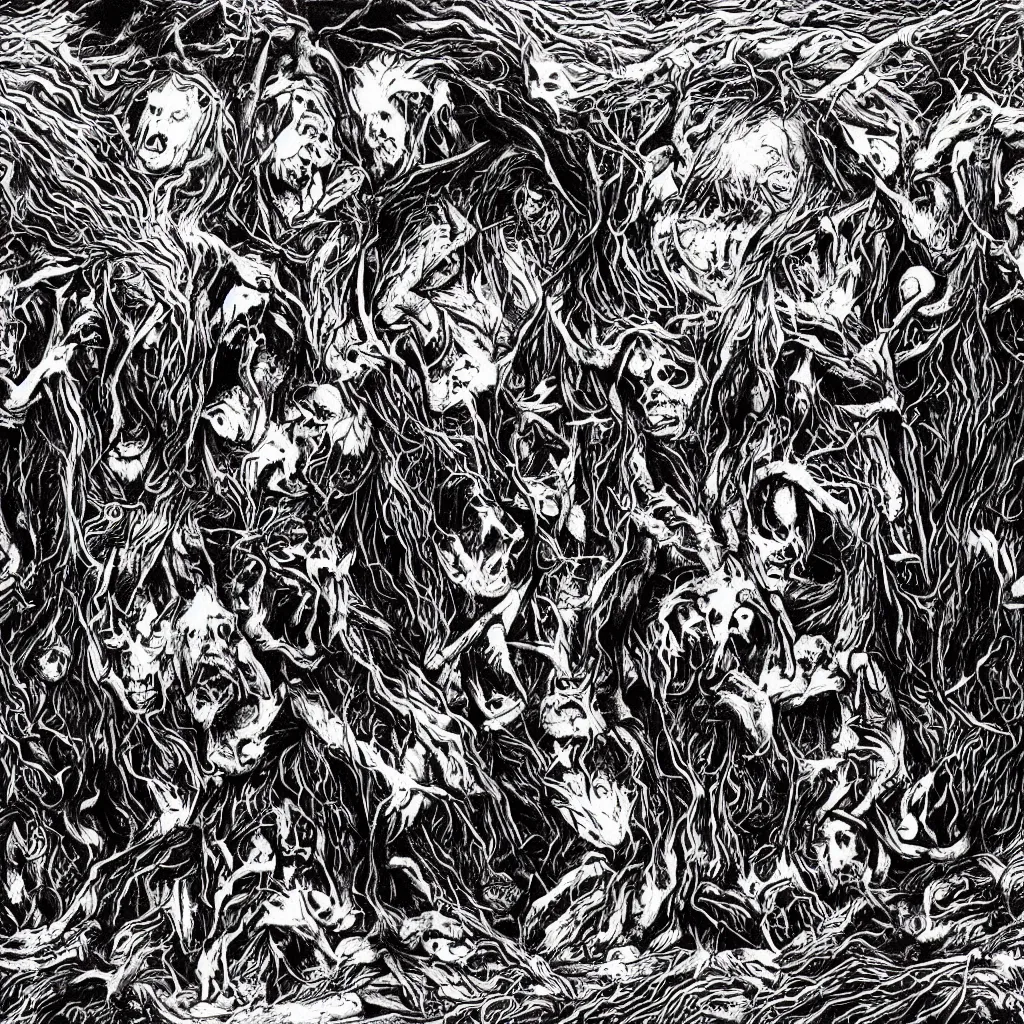 Prompt: black metal album art