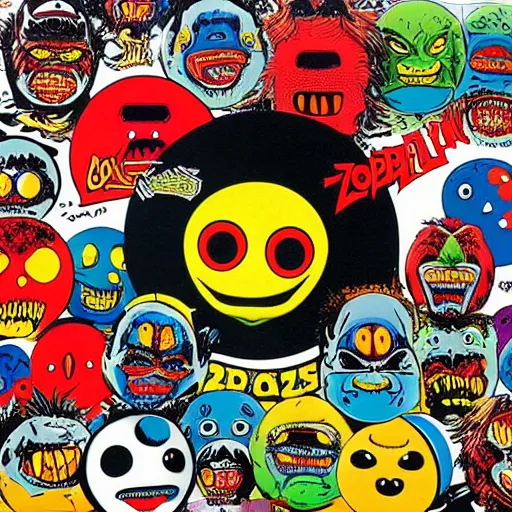 Image similar to 8 0's madballs toys on led zeppelin album cover, 8 k resolution hyperdetailed photorealism