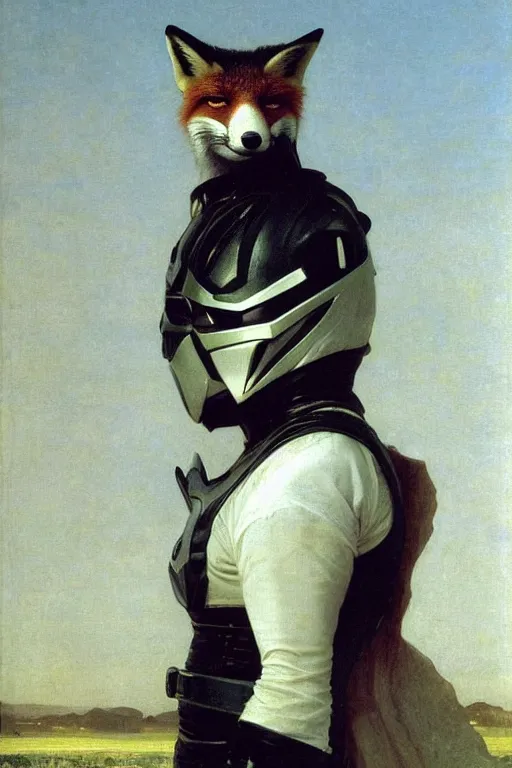 Image similar to portrait of a fox kamen rider rx, majestic, solemn, by bouguereau