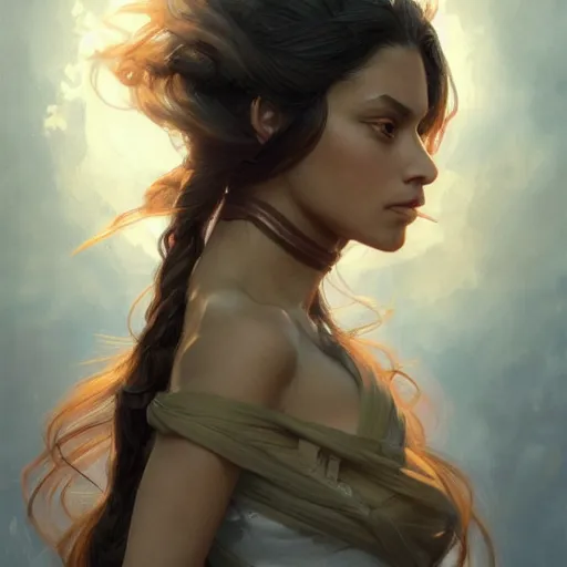 Prompt: beautiful, strong, mixed race, long hair, male, face, head shot, fantasy, highly detailed, digital painting, artstation, concept art, smooth, sharp focus, illustration, art by artgerm and greg rutkowski and alphonse mucha