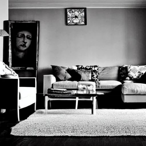 Image similar to ! dream old poor living room black and white photo