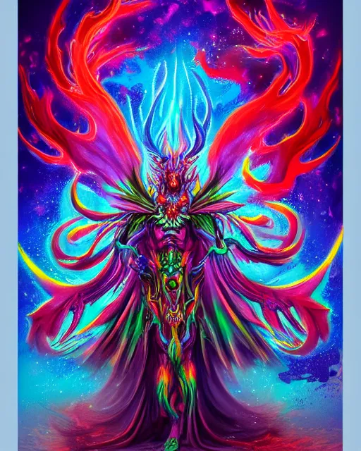 Prompt: psychedelic flamer of tzeentch, trending on artstation