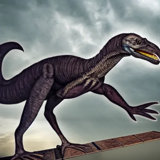 Image similar to a velociraptor wearing a business suit