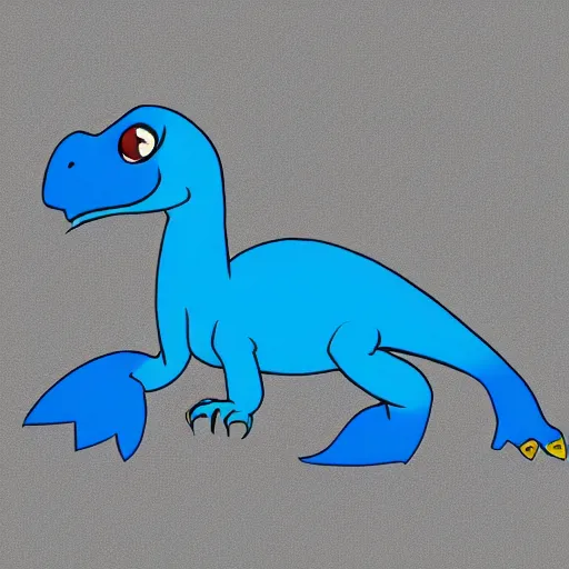 Image similar to a stylized blue dinosaur in a cartoonish rough style