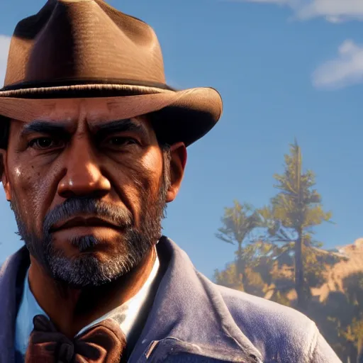 Prompt: a screenshot of obama in red dead redemption 2 as arthur morgan