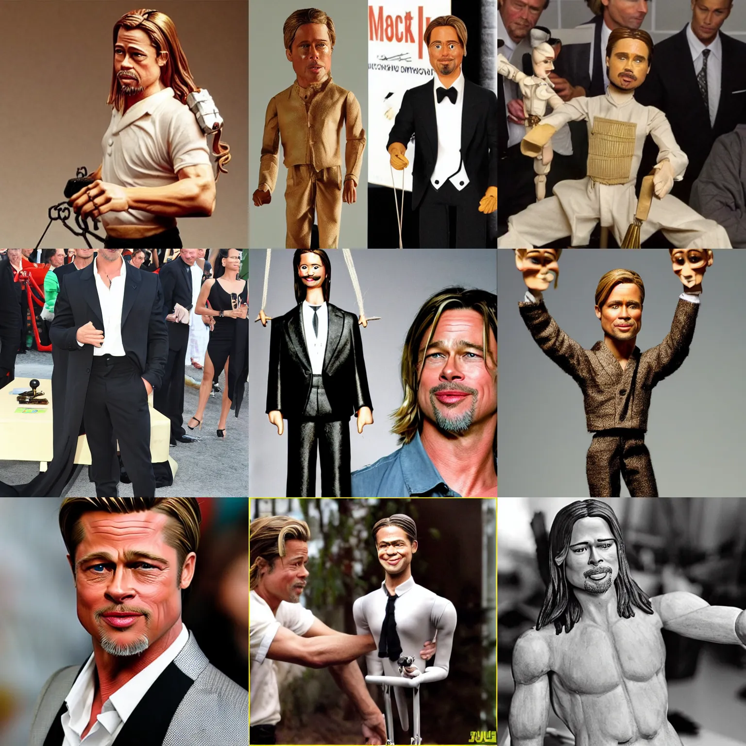 Prompt: brad pitt as a marionette