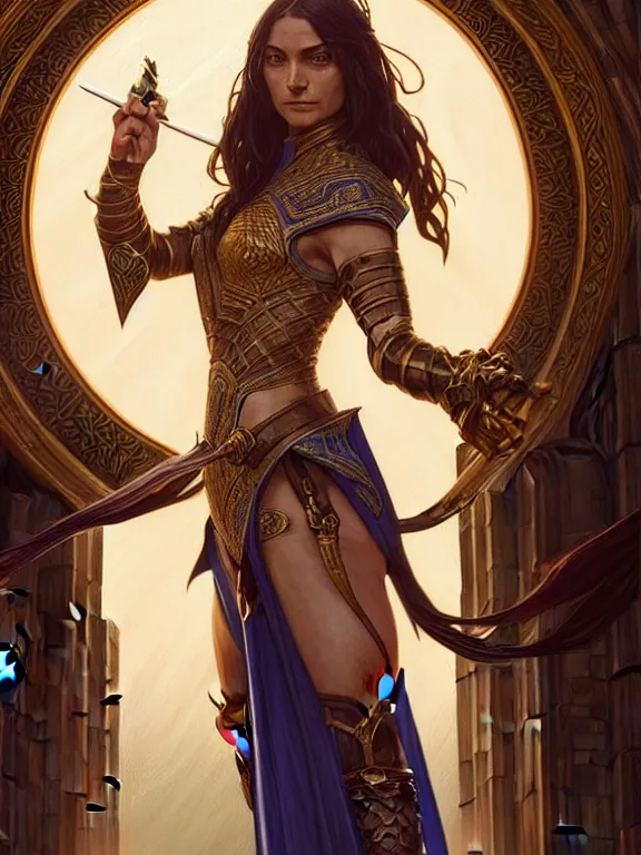 Image similar to symmetry!! intense fanart of a adriana as a mage warrior as acotar protagonist, magic background, intricate, elegant, highly detailed, my rendition, digital painting, artstation, concept art, smooth, sharp focus, illustration, art by artgerm and greg rutkowski and alphonse mucha