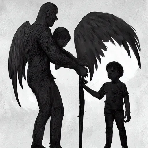 Prompt: angel protecting child by Boris Groh trending on ArtStation