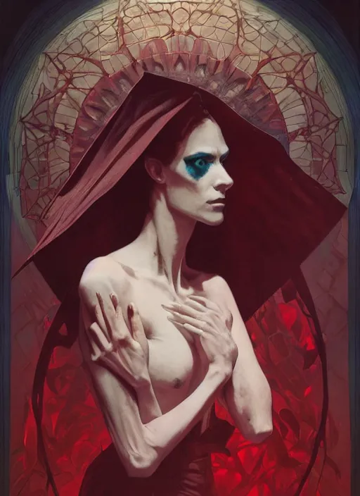 Image similar to symmetry! portrait of nosferatu, red spike aura in motion, floating pieces, painted art by tsuyoshi nagano, greg rutkowski, artgerm, alphonse mucha, spike painting