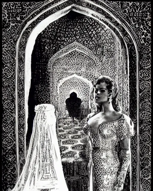 Image similar to tuesday weld visits the taj mahal by virgil finlay