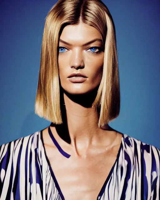 Image similar to A beautiful portrait of Martha Hunt as a Pucci fashion model Spring/Summer 2012, highly detailed, in the style of cinematic, Getty images, Milan fashion week backstage, Makeup by Pat McGrath, Hair by guido palau, Greg rutkowski