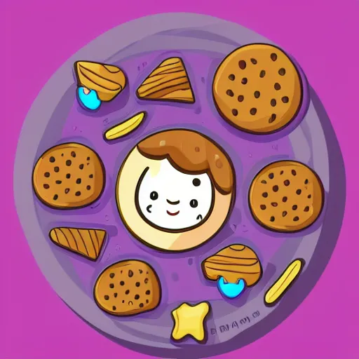 Image similar to a cute cookie, sticker, colorful, illustration, highly detailed, smooth and clean vector curves, no jagged lines, vector art, smooth
