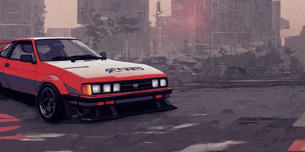 Prompt: toyota ae 8 6 trueno sprinter, detailed, cel shaded, by makoto shinkai and moebius and anton fadeev and james gurney,