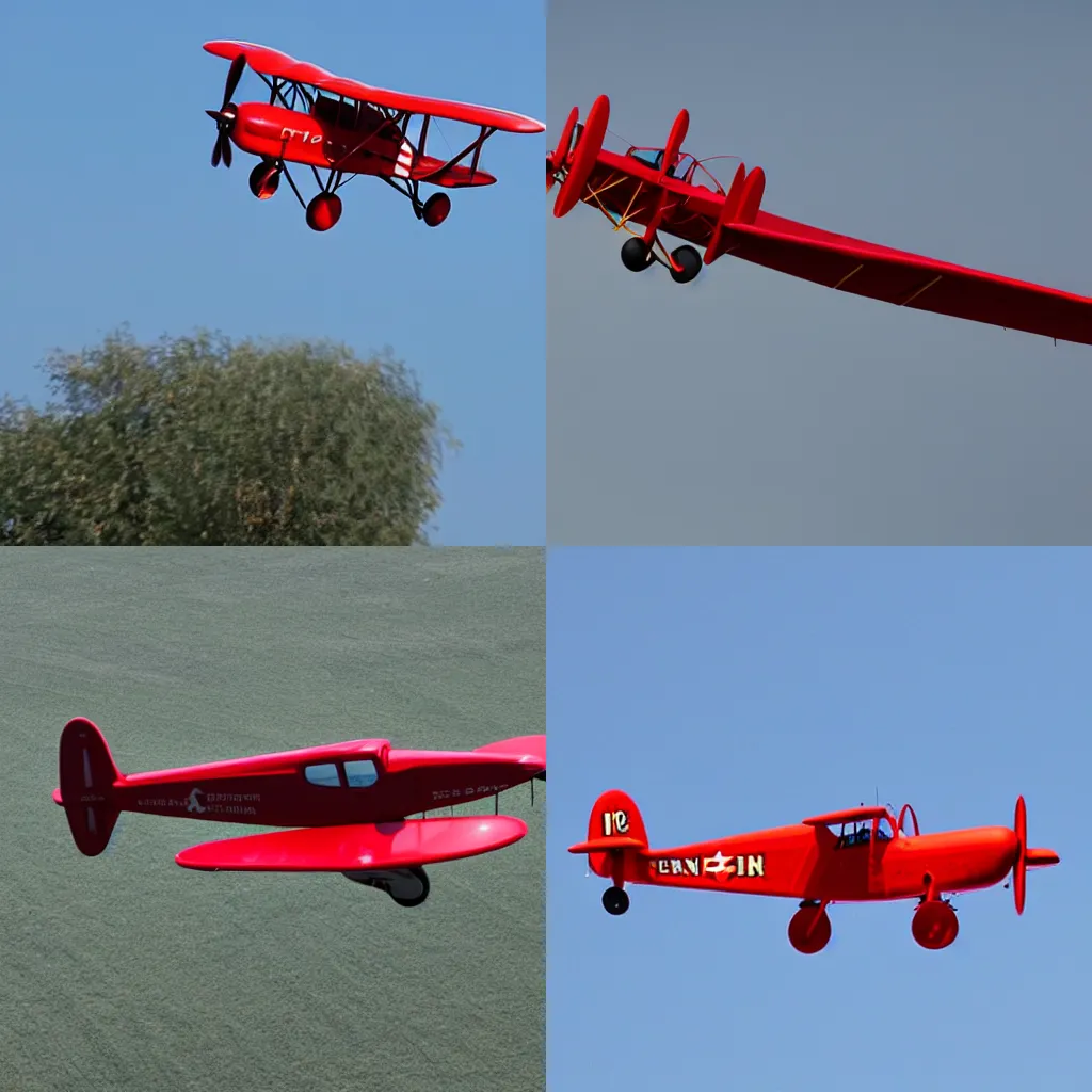 Prompt: a red biplane