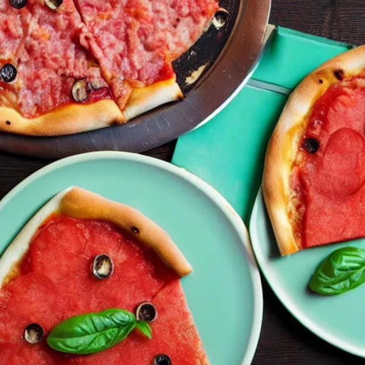 Image similar to pizza made from watermelon