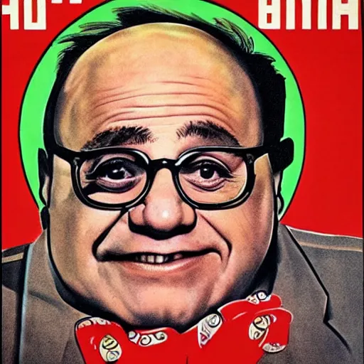 Image similar to Danny devito in a soviet propaganda poster