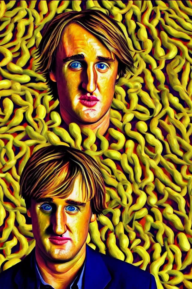 Prompt: bizarre neo - fauvism portrait of owen wilson in a sea of thousands of highly detailed potatos, dramatic cinematic lighting, 8 k, beautiful intricate painting