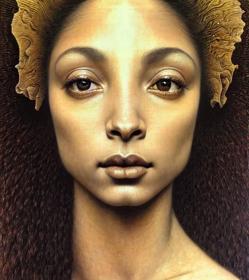 Image similar to detailed realistic beautiful young sade adu face portrait by jean delville, gustave dore and marco mazzoni, art nouveau, symbolist, visionary, gothic, pre - raphaelite. horizontal symmetry by zdzisław beksinski, iris van herpen, raymond swanland and alphonse mucha. highly detailed, hyper - real, beautiful, fractal baroque