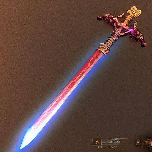 Image similar to magical glowing sword, artefact, no people, xianxia, trending on artstation