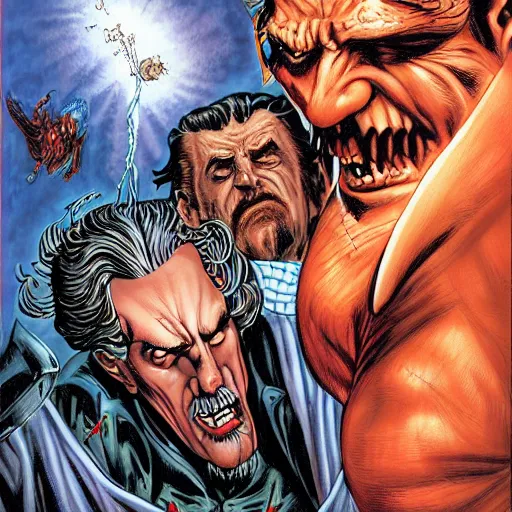 Image similar to Dracula vs Zeus by Joe Jusko