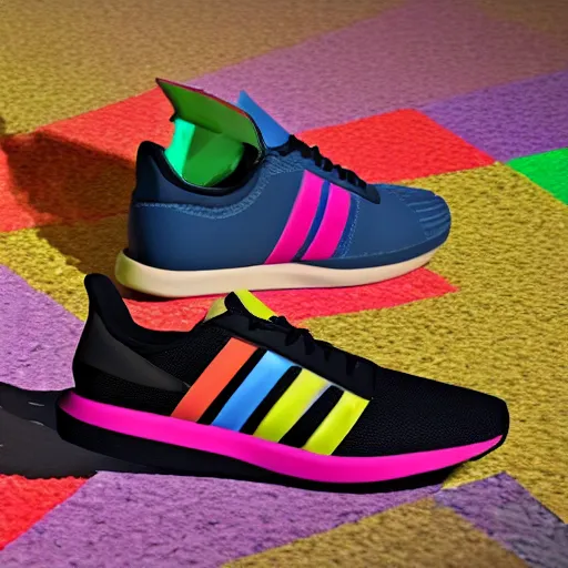 Image similar to a new colourful Adidas shoes, made of candies. Realistic. 8k. unreal 5. award-winning.