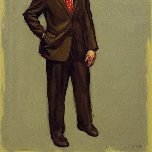 Image similar to socialist realist painting of robert mueller!!! standing with folded arms, disco elysium concept art by j. c. leyendecker and diego rivera