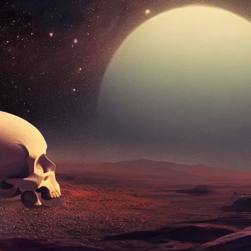 Image similar to full scene of a planet that somewhat resembles a skull, stars in the background, natural, ultra detail. digital painting, beautiful, concept art, ethereal, cinematic, epic, 8k, highly detail, fine detailing, cinematic lighting, smooth, sharp, volumetric, intricate, Artstation, mystical, illustration, Trending on Artstation, Artstation HQ, Artstation HD, deviant art, Pinterest, digital art,