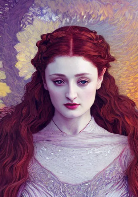 Image similar to sansa, intricate, elegant, highly detailed, digital painting, artstation, concept art, smooth, sharp focus, illustration, pre - raphaelite style, monet, mucha