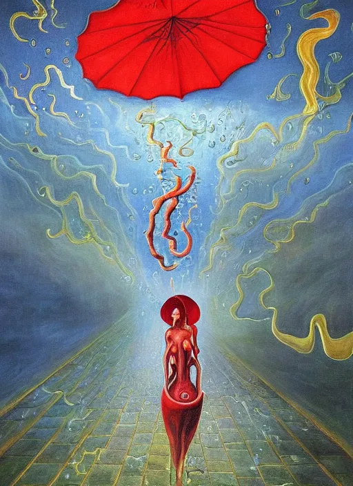 Prompt: an extremely high quality hd surrealism painting of the soul of the rain by a much more skilled version of kandinskypicasso and salvia dali the fourth, 8k, clear shapes, defined edges, ultra realistic, super realistic,