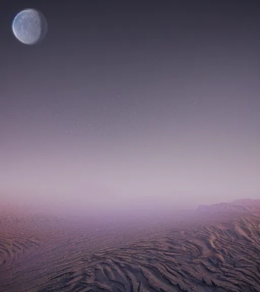 Image similar to surreal crystalized synapse, aerial iridecent veins, moonbow, in the desert, foggy sky, dark starry night, octane render, unreal engine, pale colors, high detail, 8 k, wide angle, trending on artstation, behance