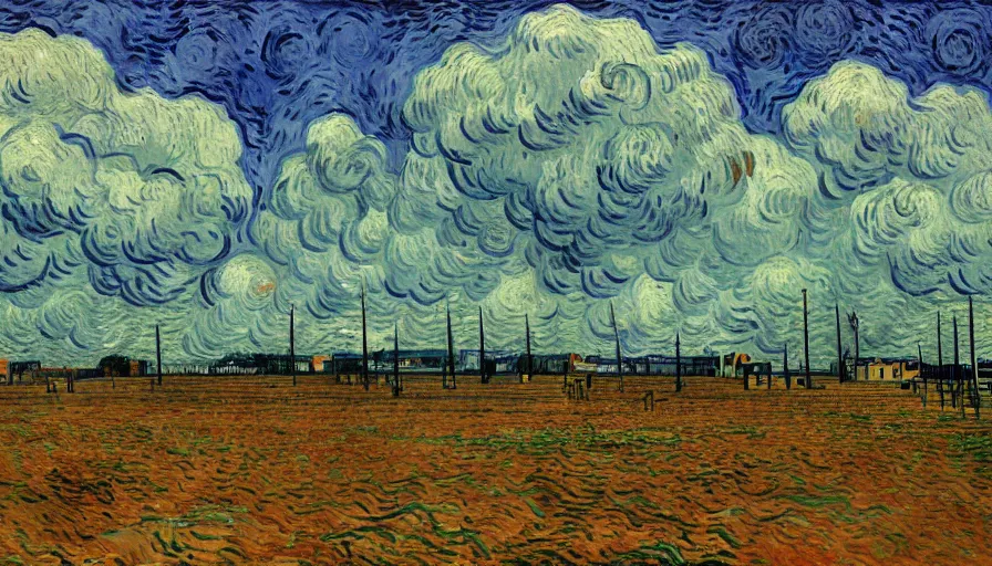 Prompt: WACO siege, by Vincent Van Gogh,