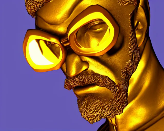 Prompt: A luminous golden bust of Gordon Freeman. 4k
