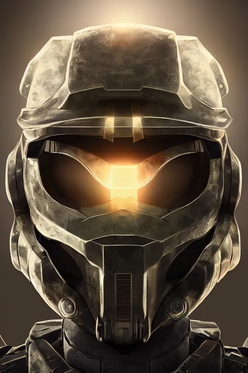 Image similar to robot ninja mask helmet halo master chief radiating a glowing aura global illumination ray tracing hdr fanart arstation by ian pesty and katarzyna da „ bek - chmiel