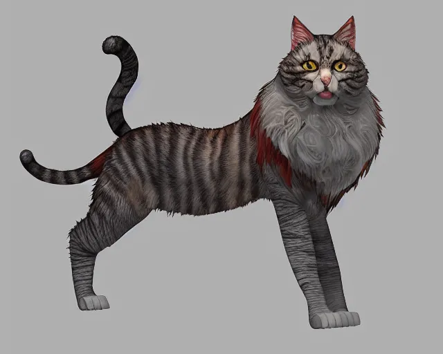 Prompt: king cat model concept art, trending on artstation, indie games, digital art, line art